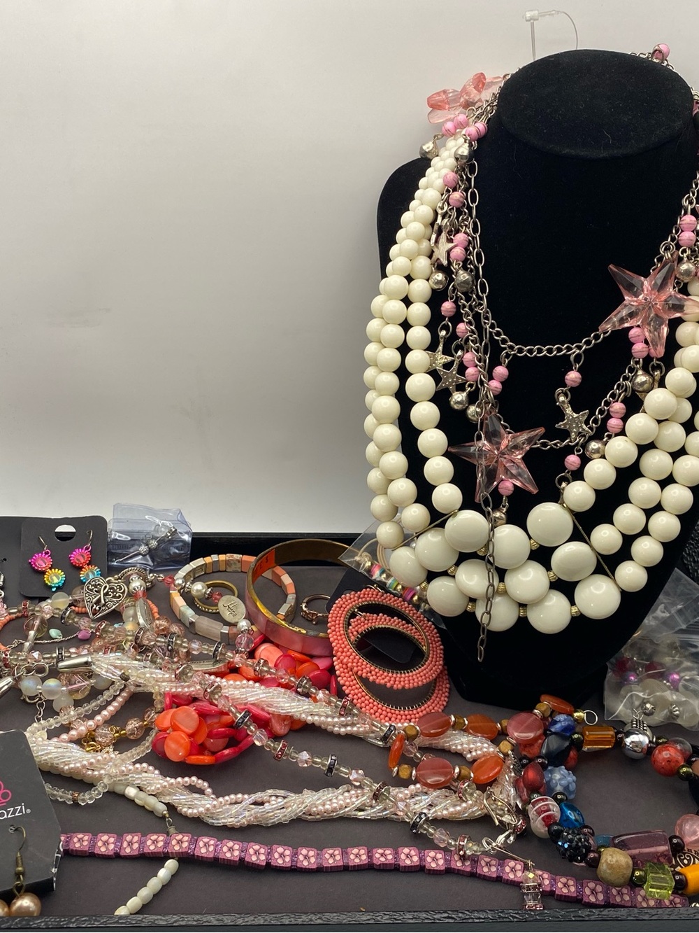 Pink and White Theme Jewelry Lot - 30+ pieces more than 1 lb